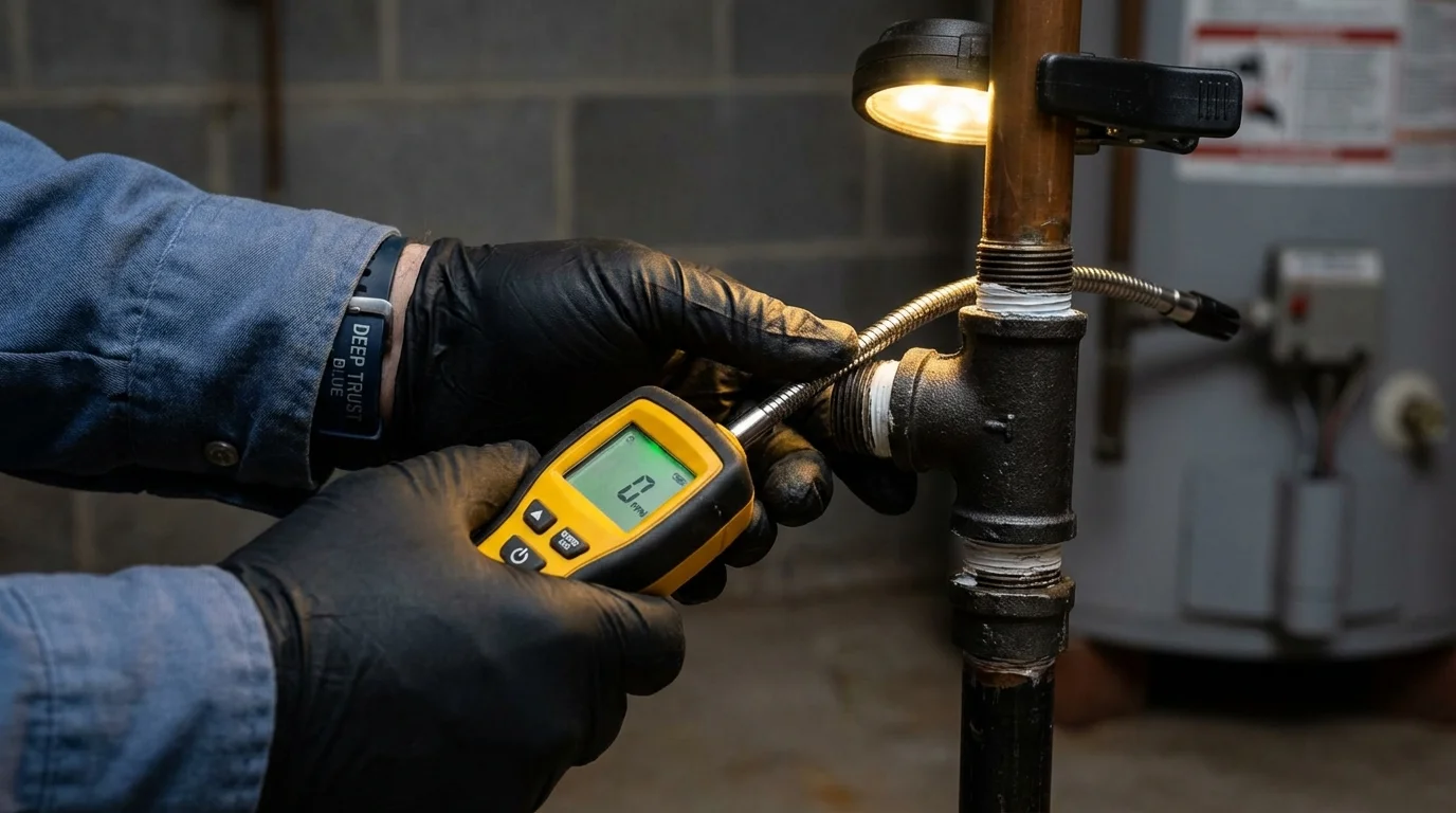 Gas leak detection with electronic sniffer by Johns Plumbing LLC in Hampshire
