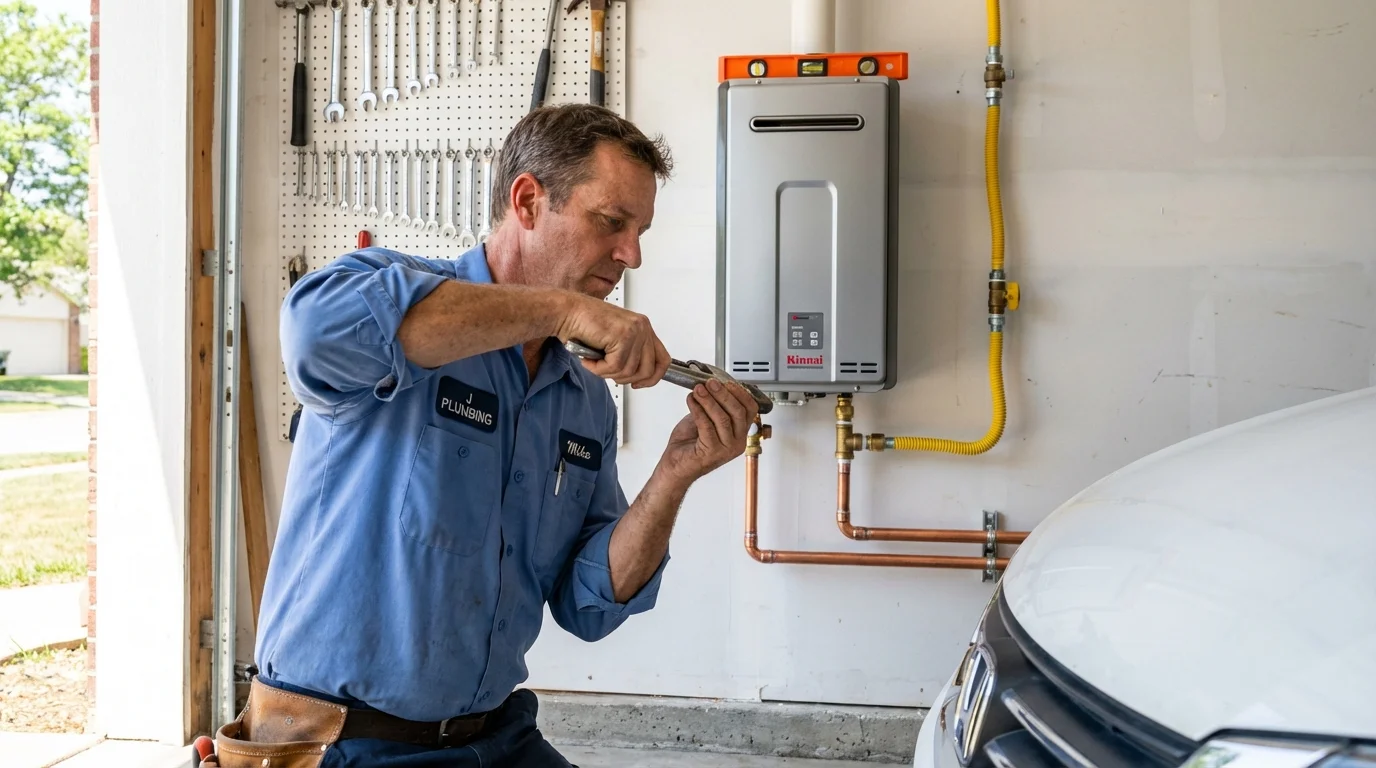 Tankless water heater installation by a Johns Plumbing LLC plumber in Hampshire